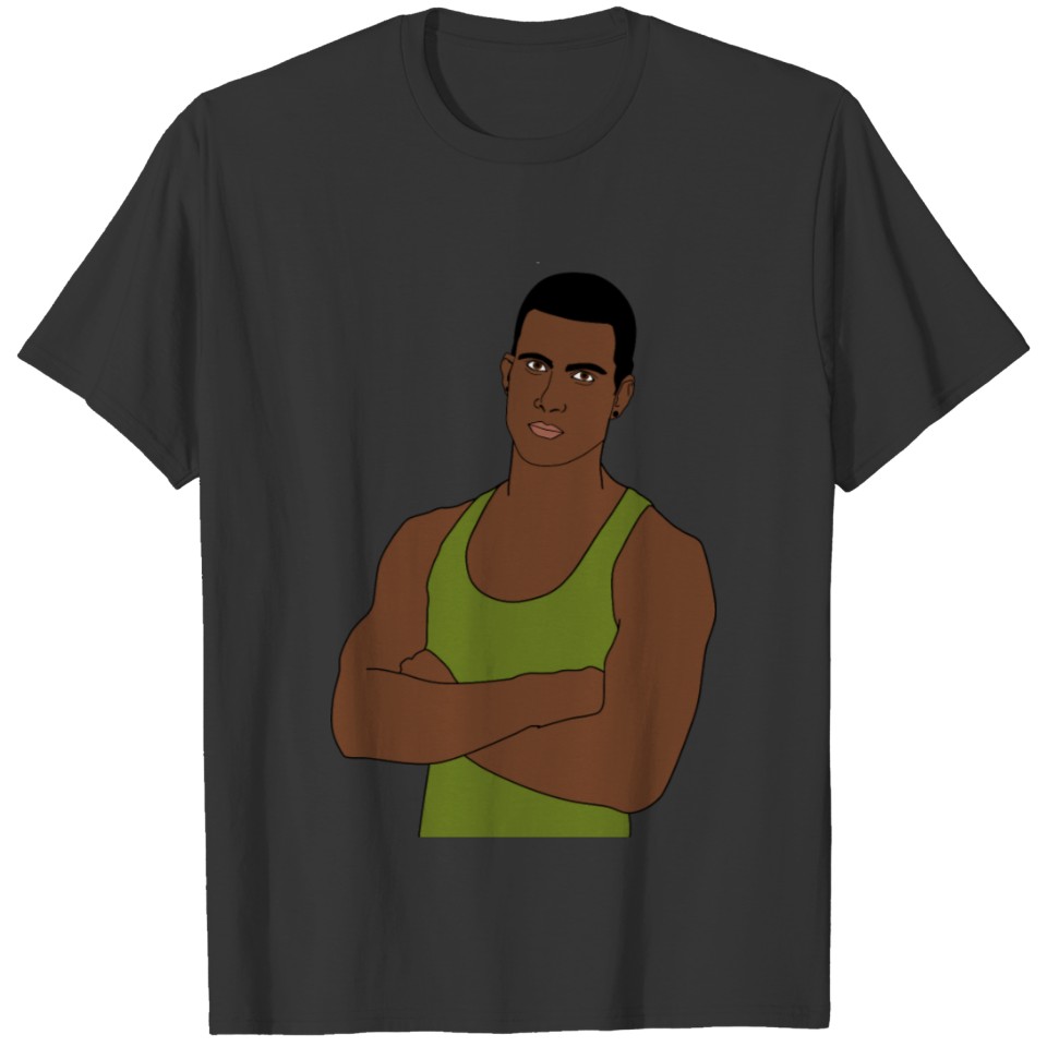 Green Tank Top Man Portrait T-shirt