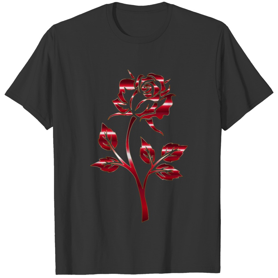 Crimson Rose Silhouette Variation 2 No Background T-shirt