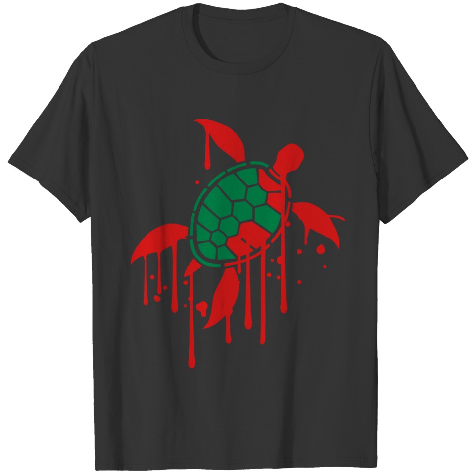 blood dead die stamp graffiti drops color pattern T-shirt