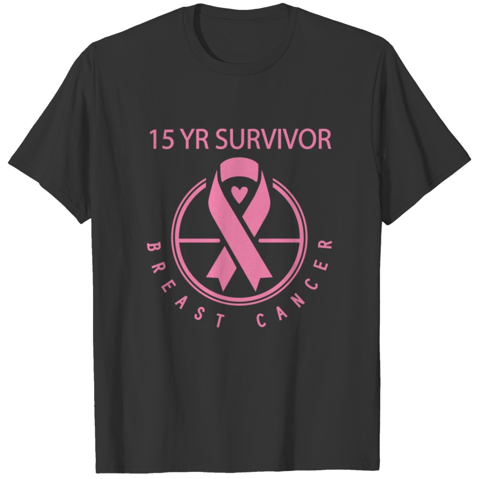 Breast Cancer 15 Year Survivor Pink Ribbon T-shirt