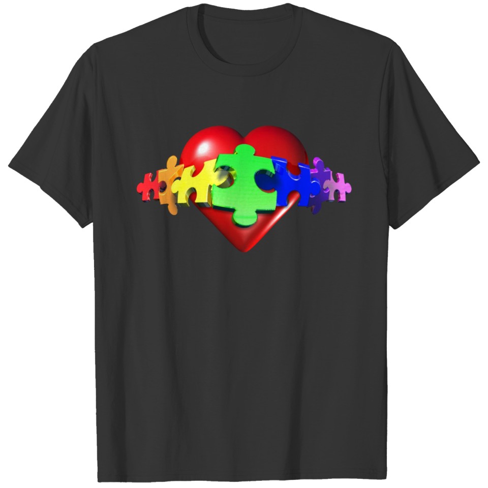 3d heart puzzle T-shirt