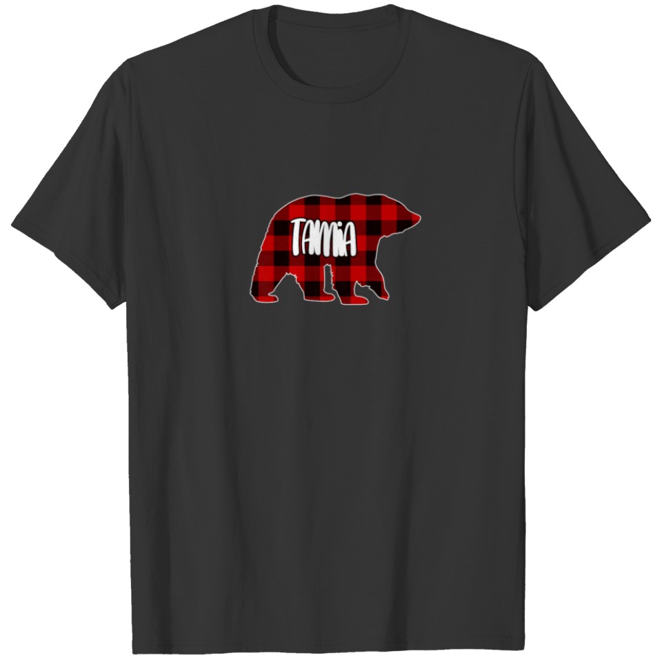 Womens Tamia Bear Custom Red Buffalo Plaid Christm T-shirt
