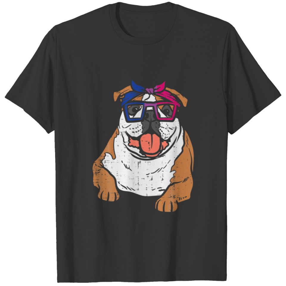 English Bulldog Bandana LGBTQ Bisexual Flag Gay Pr T-shirt