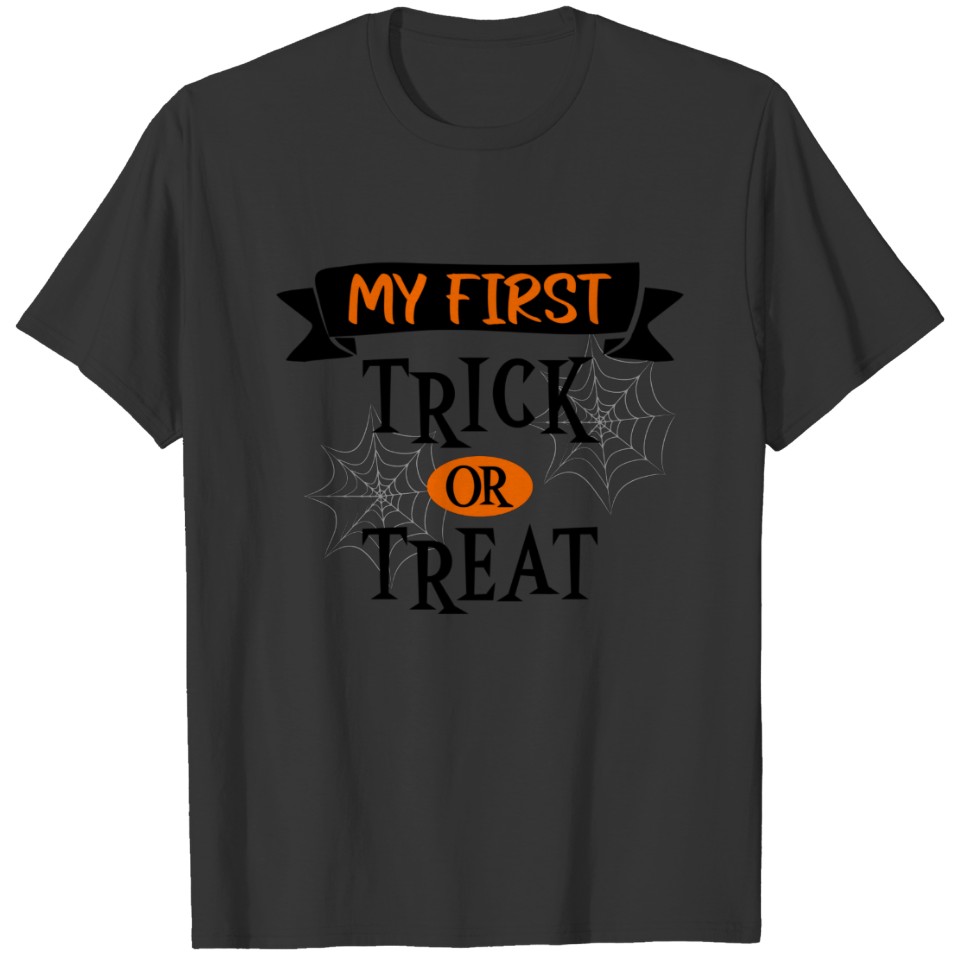 Black and Orange My First Trick or Treat Text T-shirt