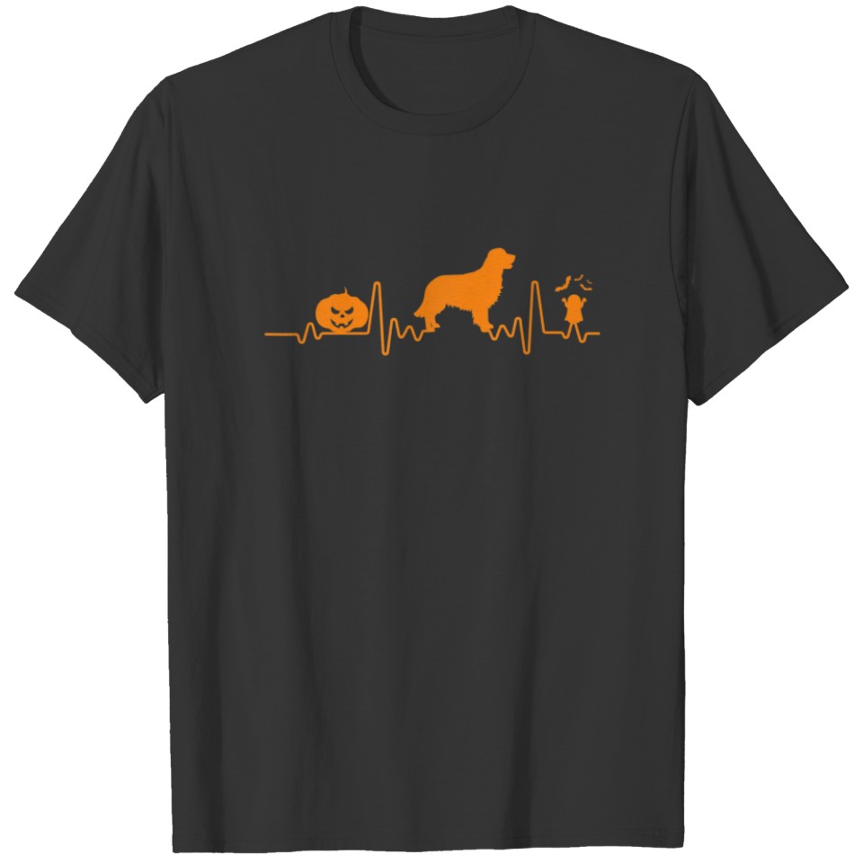Golden Retriever Dog Heartbeat Halloween Funny Cos T-shirt