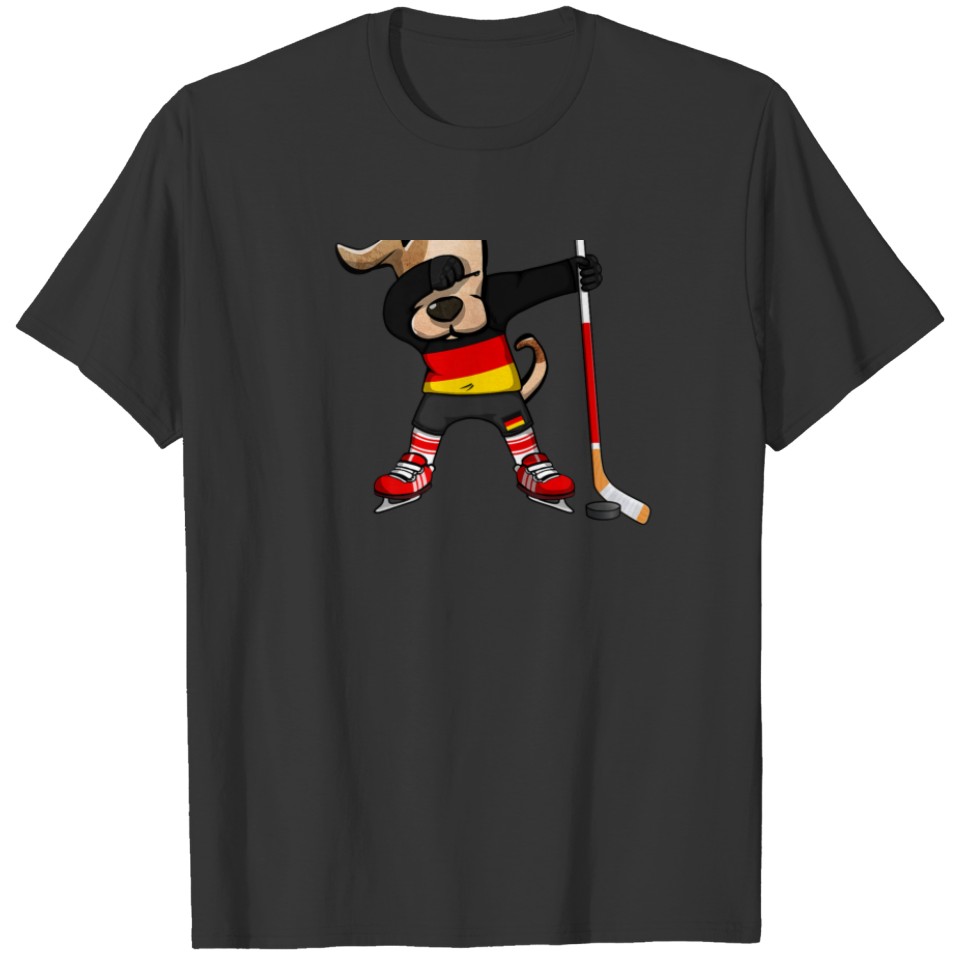 Funny Dabbing Dog Germany Ice Hockey Fans Jersey D T-shirt