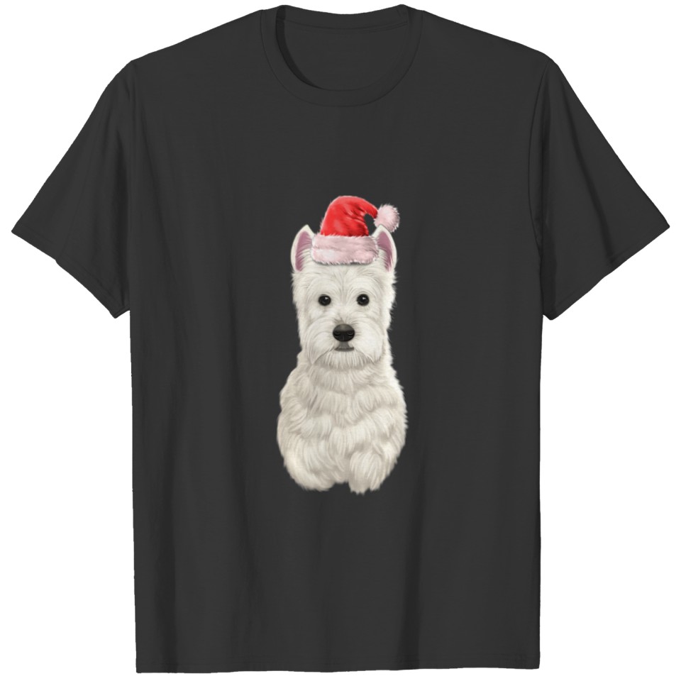 West Highland White Terrier Dog Santa Christmas Ho T-shirt
