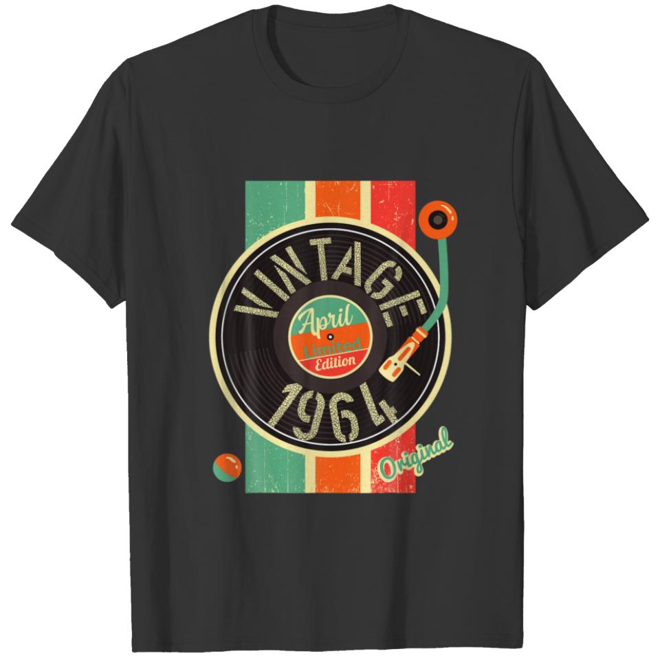 58 Years Birthday Man 1964 April Turntable Antique T-shirt