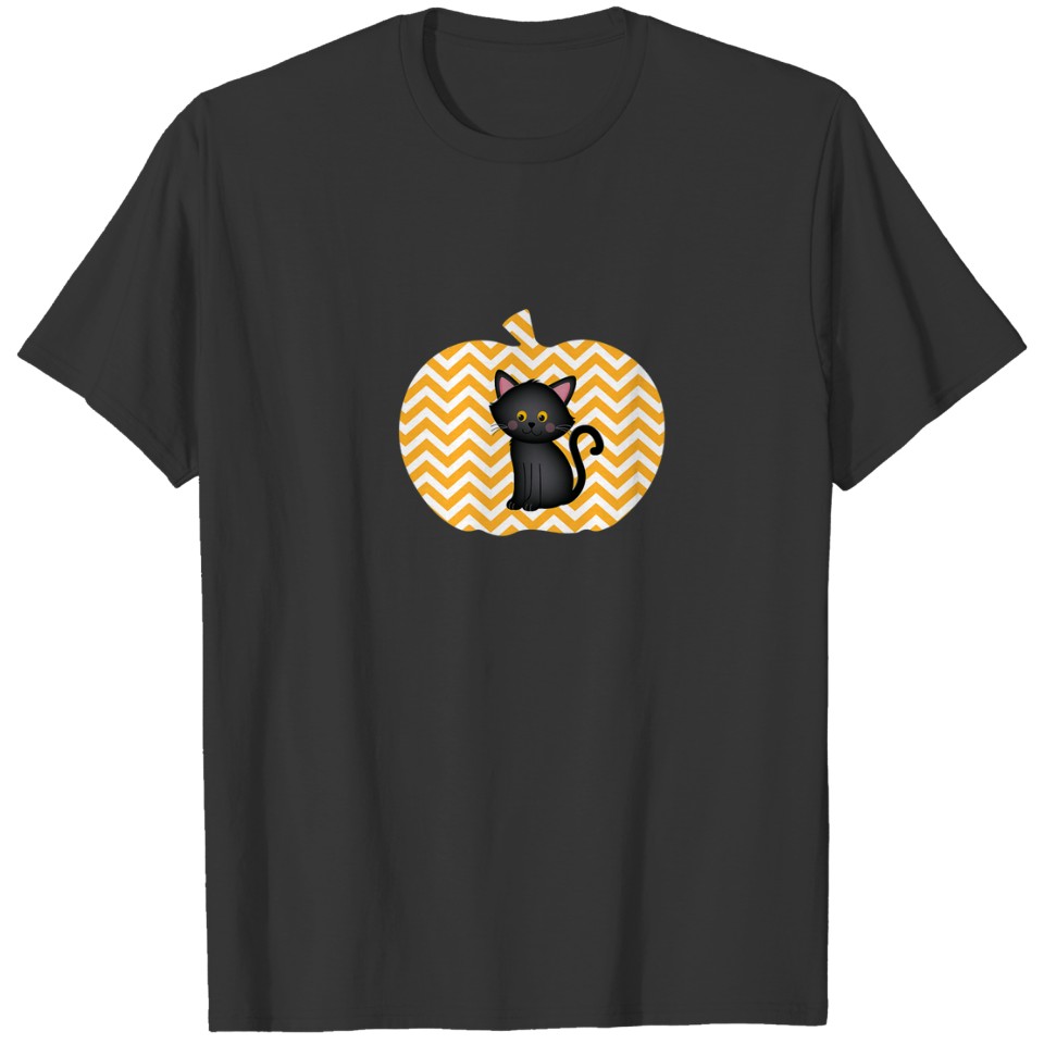 Black Cat And Zigzag Pumpkin Halloween T-shirt