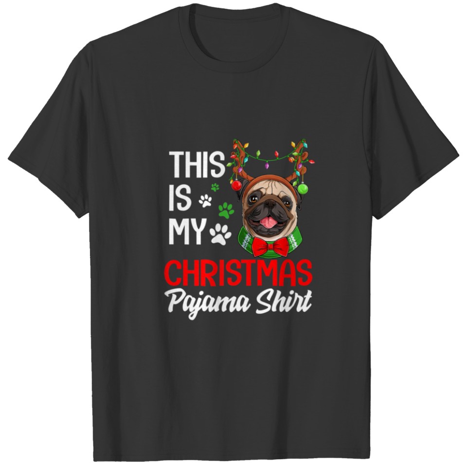 This Is My Christmas Pajama Pug Dog Head Xmas T-shirt