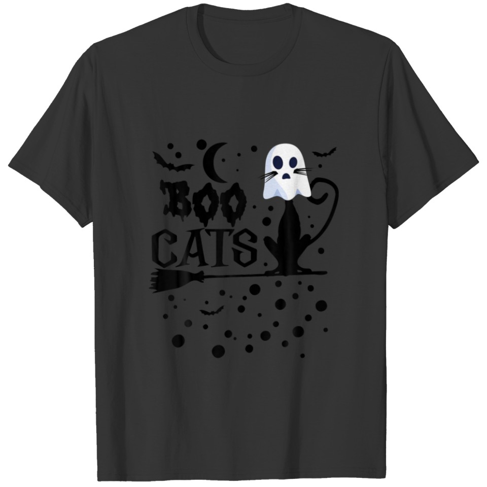 Halloween Costume Funny Ghost Cats Kids Boys T-shirt