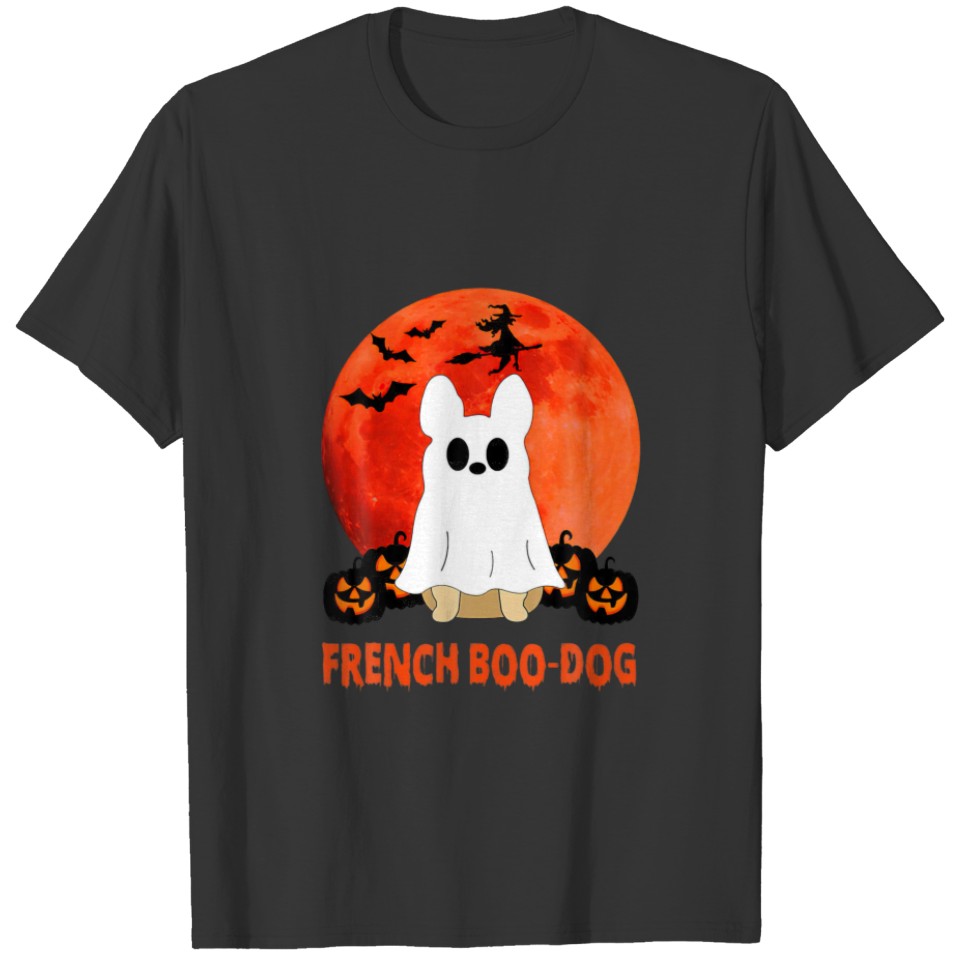 French Boo Dog Funny Halloween Costume Men Wo T-shirt