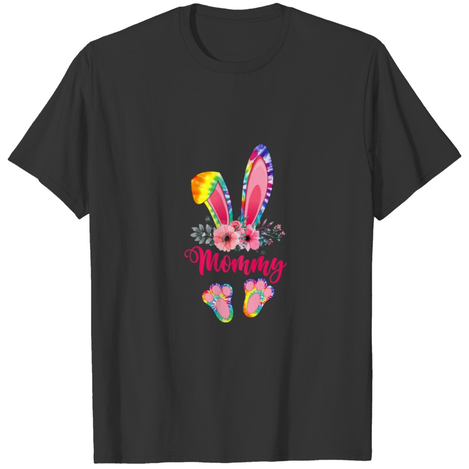 Easter Mothers Day Mommy Tie Dye Bunny Rabbit Flor T-shirt