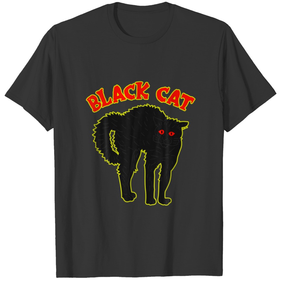 Funny Creepy Black Cat Apparel T-shirt