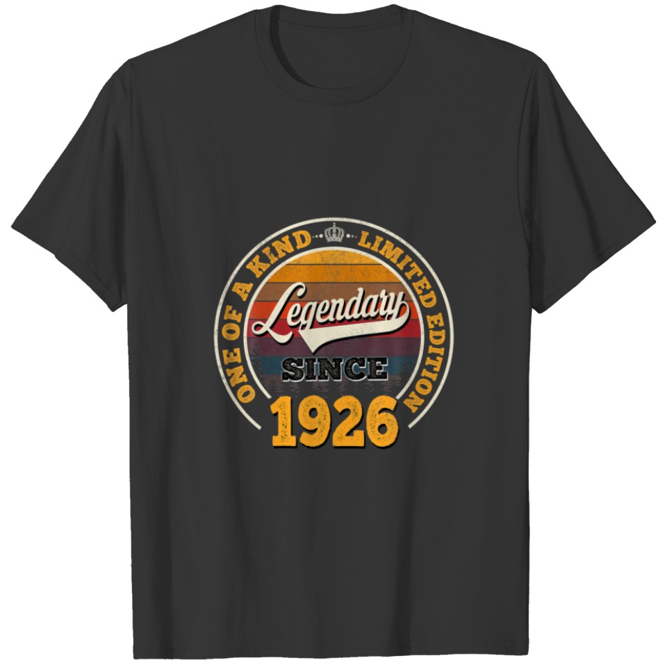Legendary Since 1926 96Th Birthday Gift For 96 Yea T-shirt