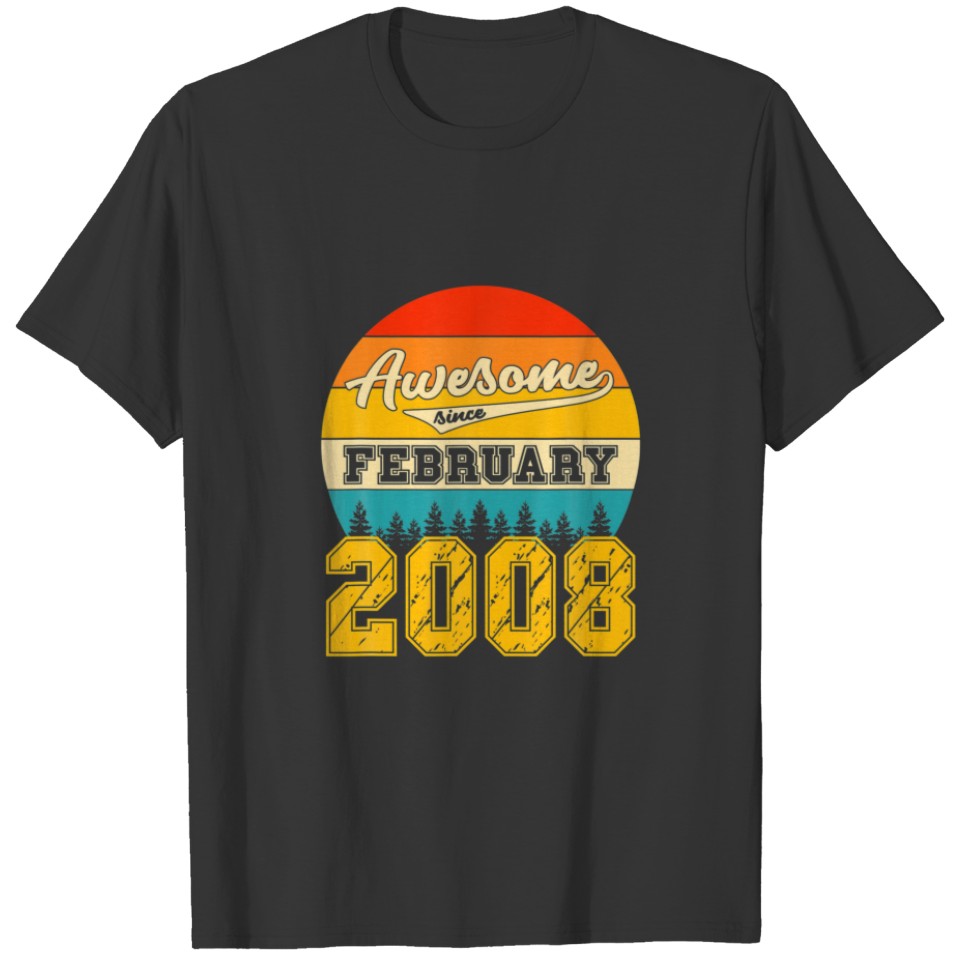 Awesome Since February 2008 14 Years Old Birthday T-shirt