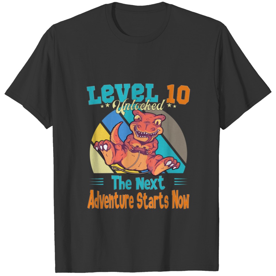 Kids Dinosaur10th Birthday – Gamer Dino Level 10 Y T-shirt