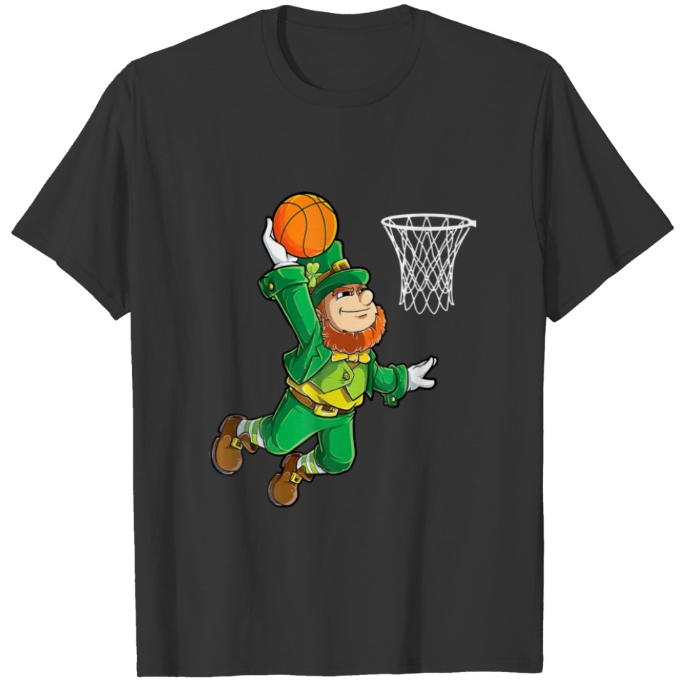 Leprechaun Basketball St Patricks Day Men Boys Kid T-shirt