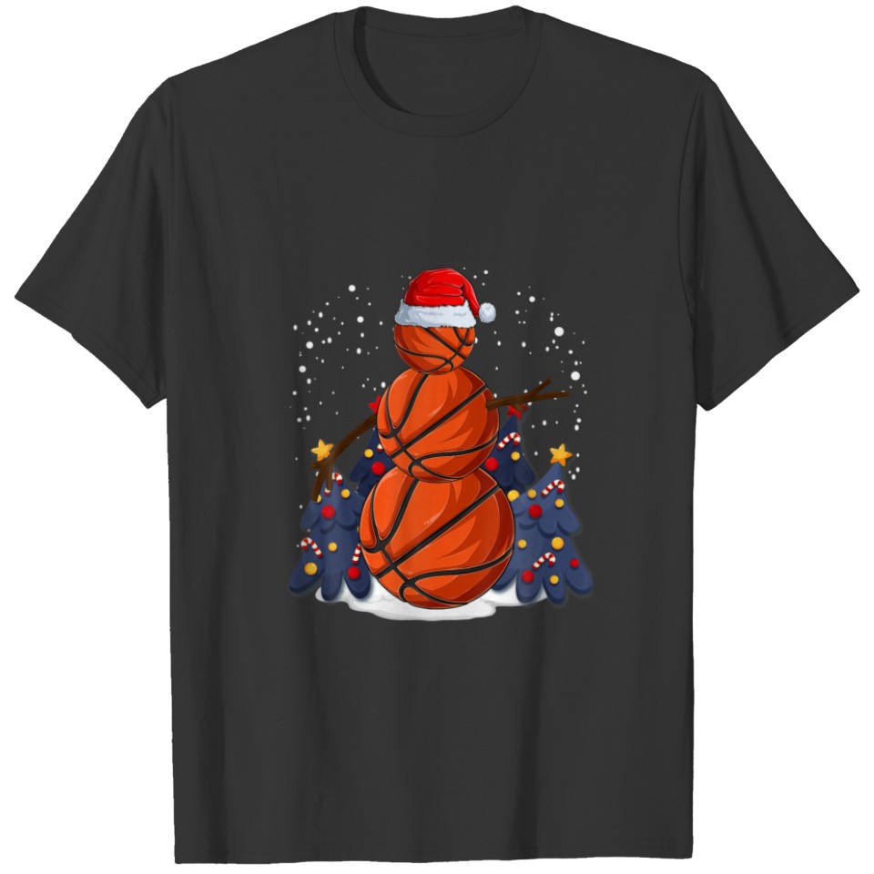Basketball Snowman Balls Christmas Pajama Men T-shirt