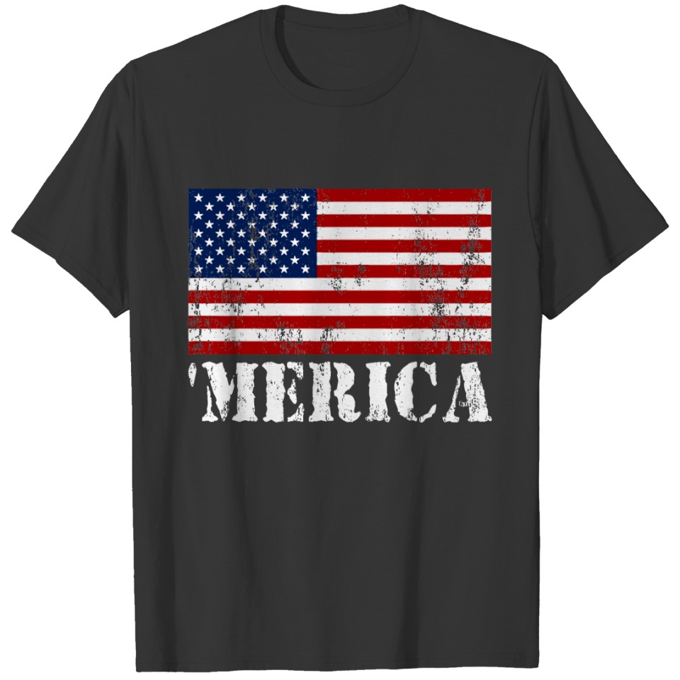 'MERICA US Flag Vintage Distressed T-shirt