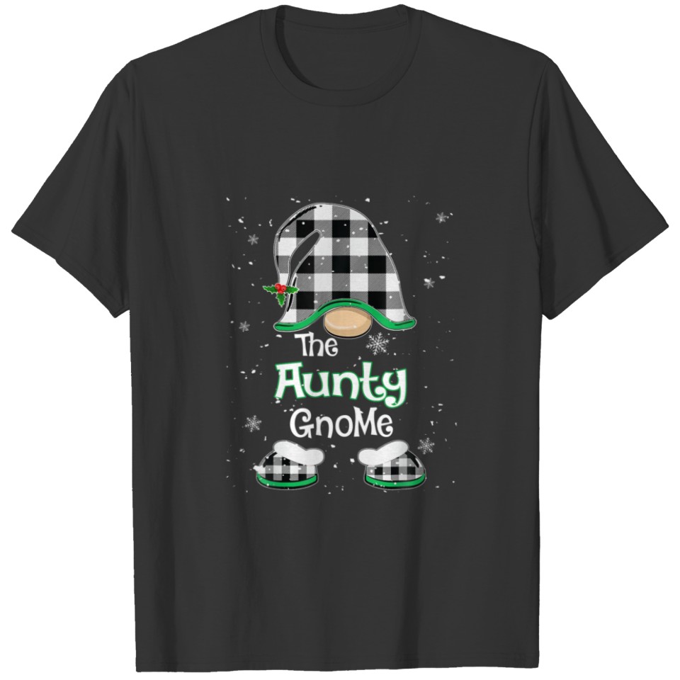 Aunty Gnome Buffalo Plaid Matching Christmas Pajam T-shirt