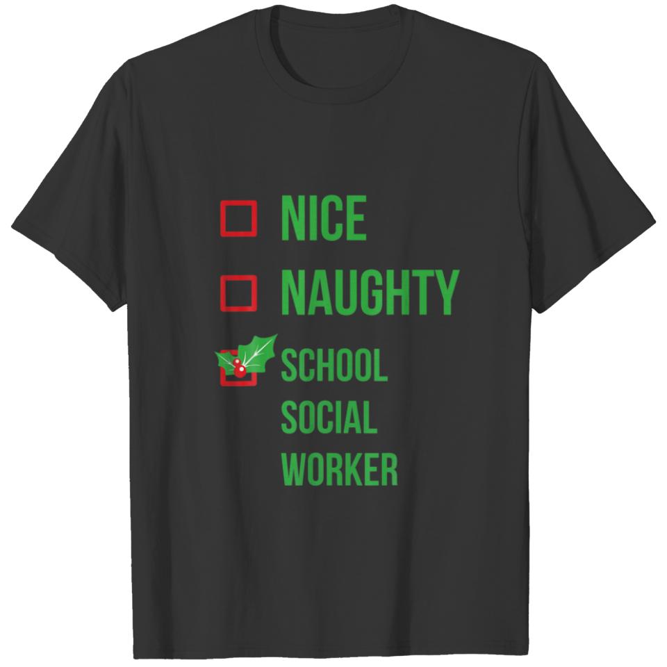 School Social Worker Funny Pajama Christmas Gift T-shirt