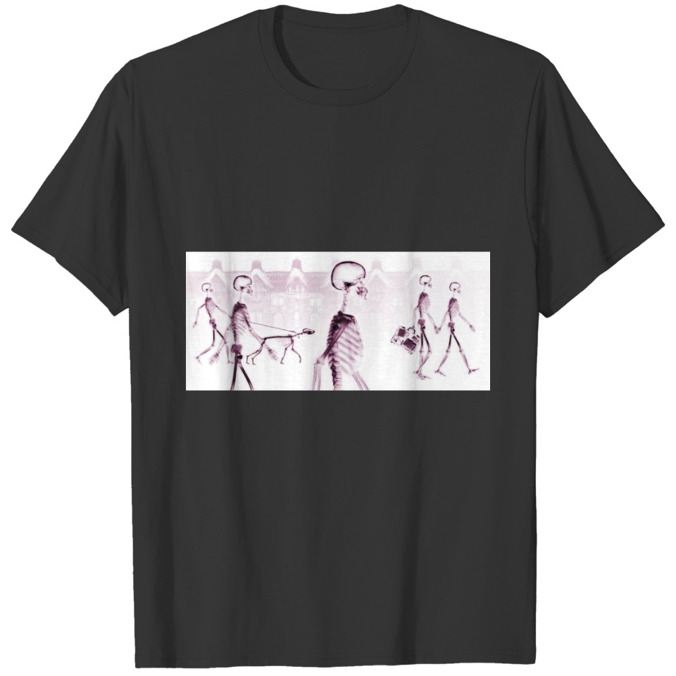 Pink X-Ray Skeleton City Scene Polo T-shirt