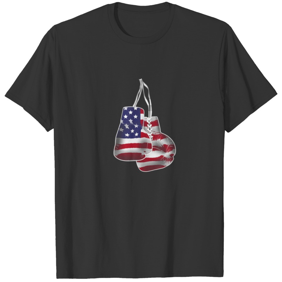 Vintage US Flag Boxing Gloves Design For July 4Th T-shirt