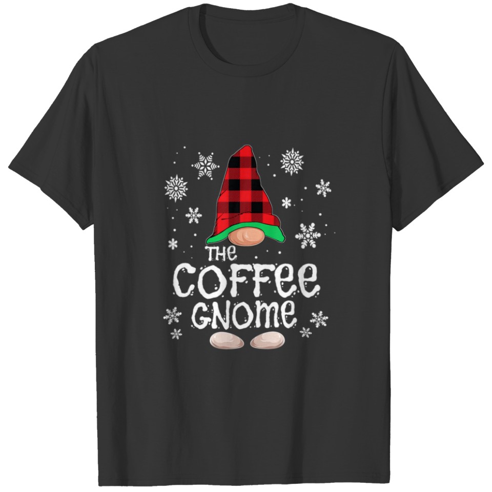 Coffee Gnome Buffalo Plaid Christmas Matching Fami T-shirt