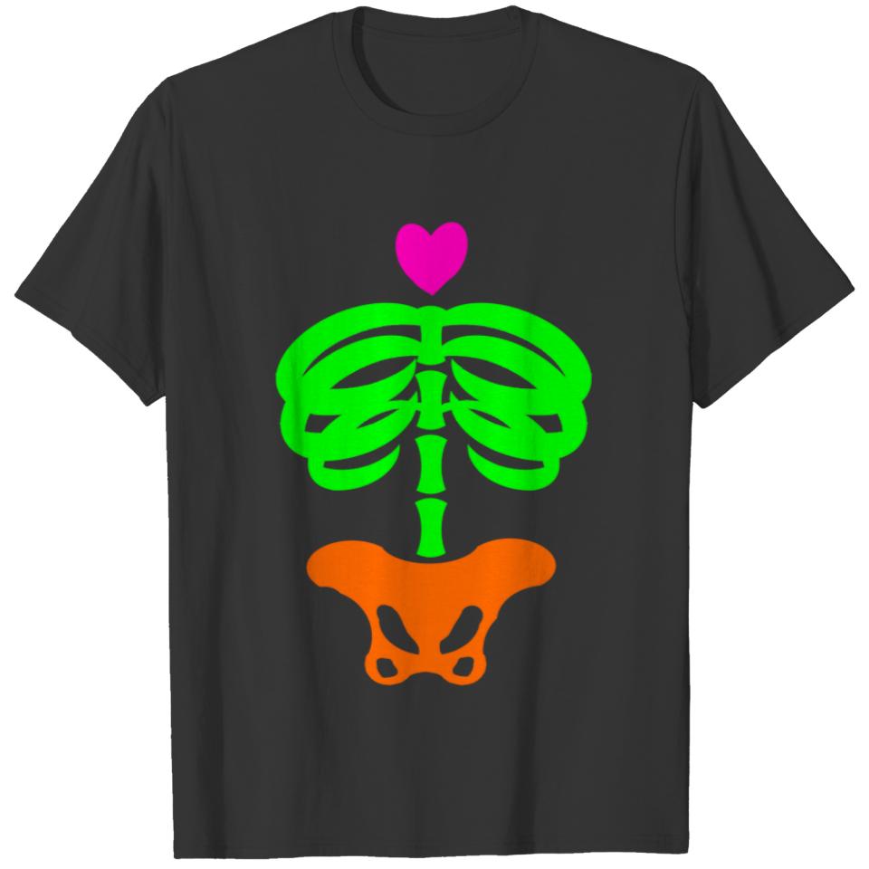 Heart Skelly Cartoon Zombie Skeleton Ribcage Art T-shirt