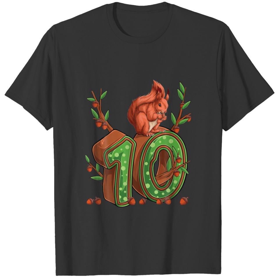 Rodents Animal Lover 10Th Birthday Girl Squirrel 1 T-shirt