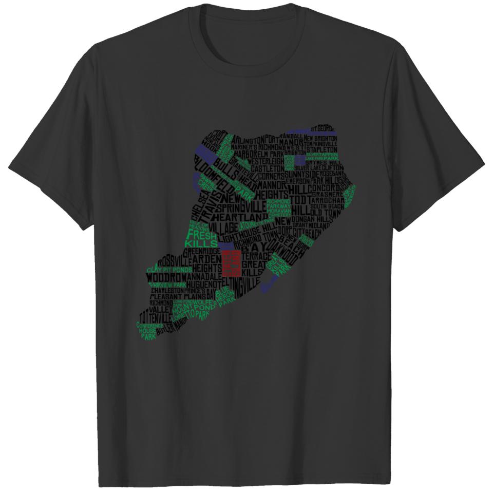 Staten Island NY Typography Map T-shirt