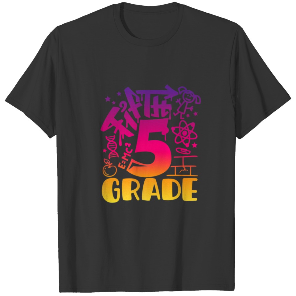 Tie Dye 5Th Grade Graffiti Fifth Grade Back To Sch T-shirt