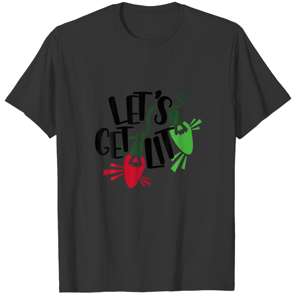Let's Get Lit Adult Funny Christmas Drinking T-shirt