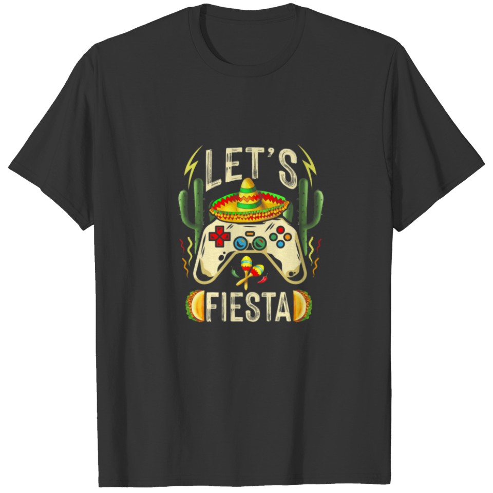 Cinco De Mayo Gaming Controller Gamer Let's Fiesta T-shirt