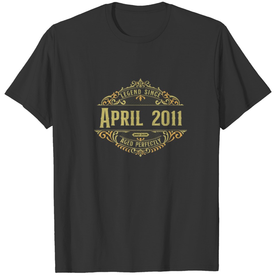 11Th Birthday Vintage Legend Since April 2011 T-shirt