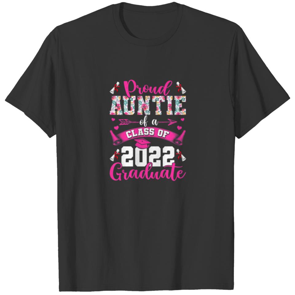 Womens Funny Flowers Proud Auntie Of A Class Of 20 T-shirt