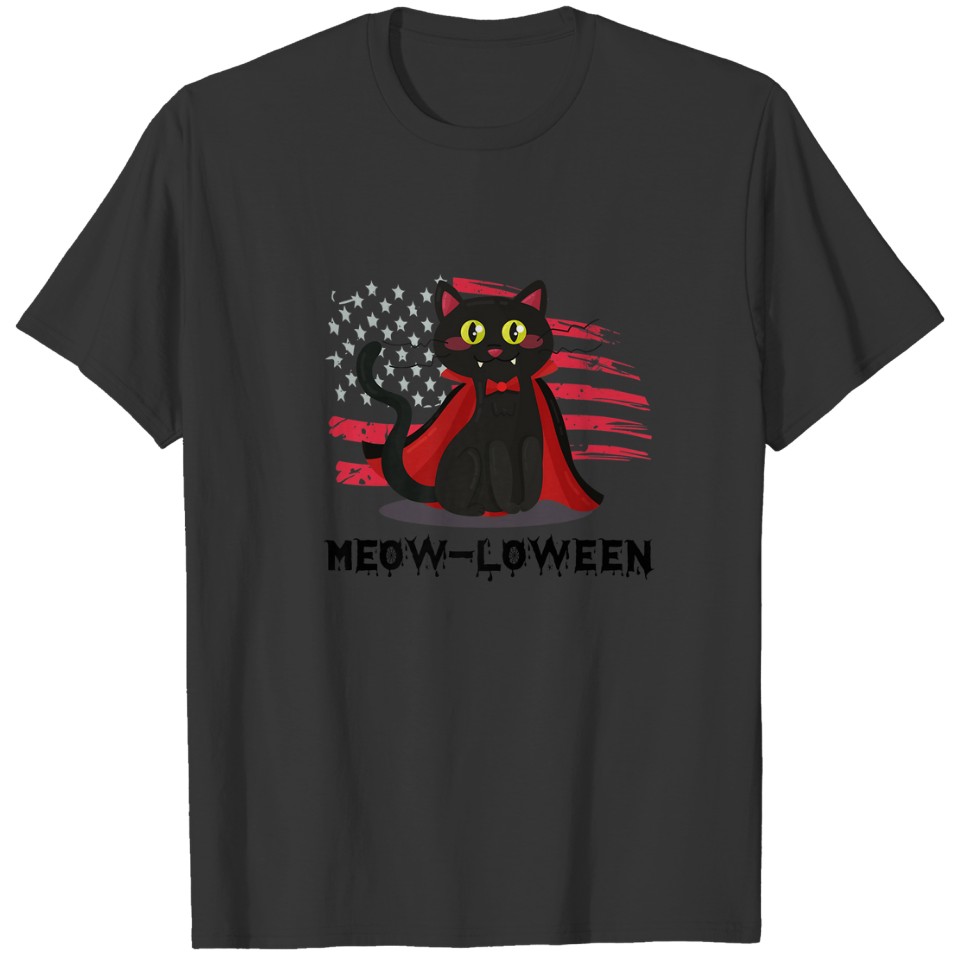 Meow Loween Black Kitten Halloween Costume For Cat T-shirt