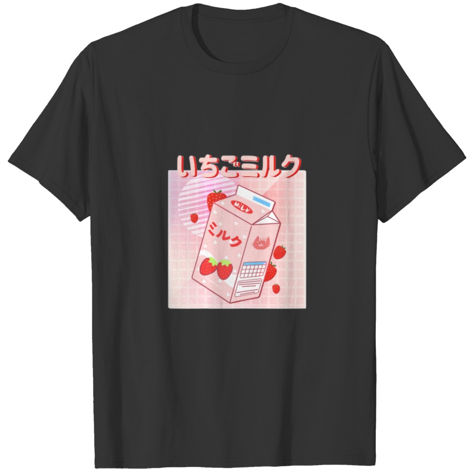 Womens Aesthetic Otaku Japanese Strawberry Milk Ca T-shirt