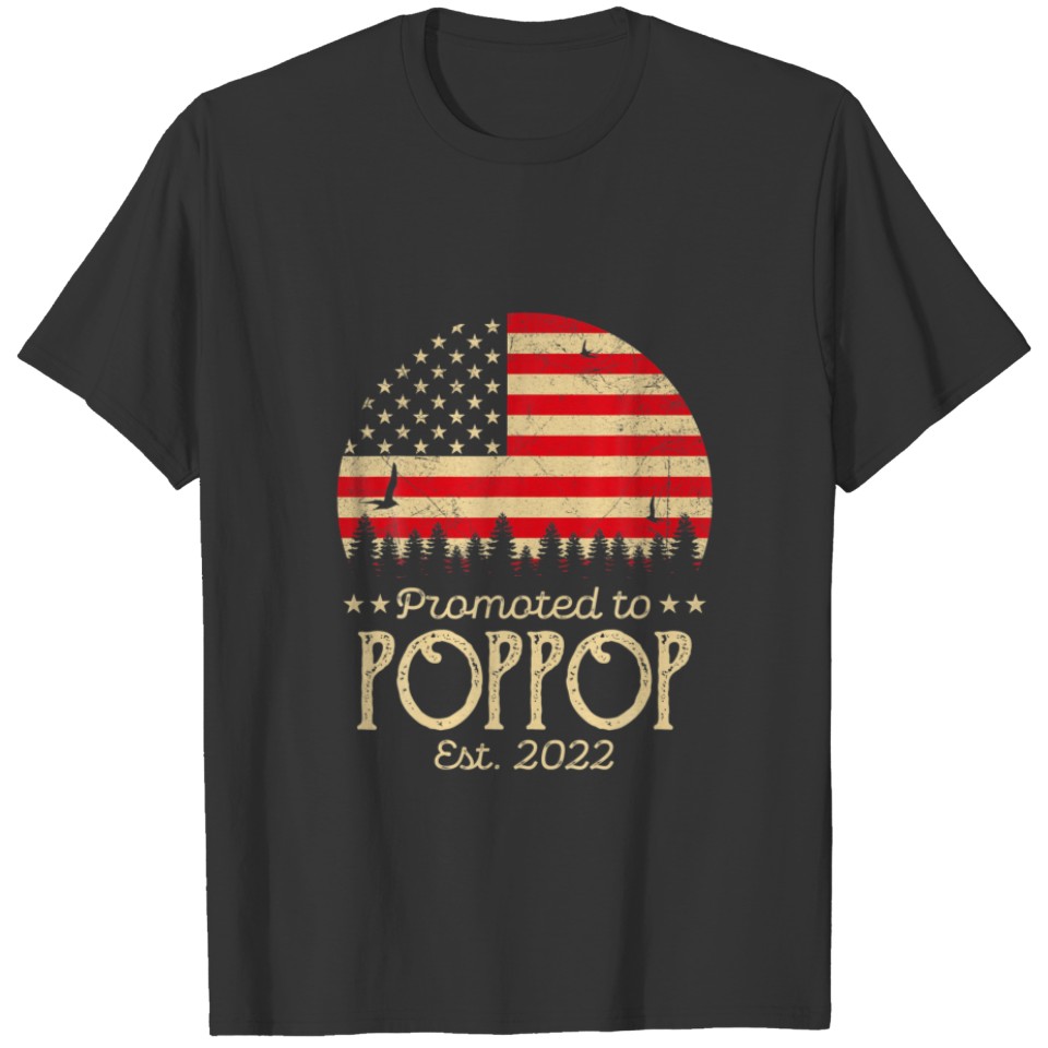 Promoted To Poppop Est 2022 USA Flag Vintage Fathe T-shirt