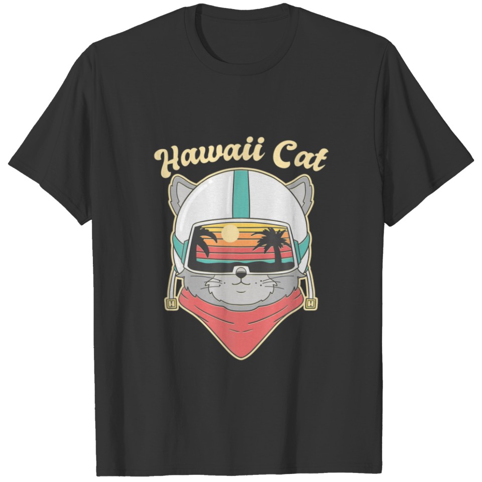 Funny Cute Retro Summer Cat-Hawaii Cat T-shirt