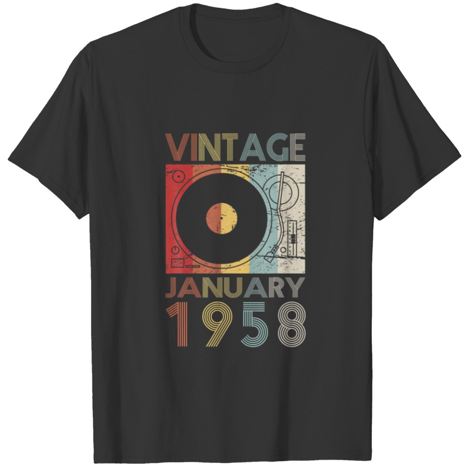 Retro January 1958 T 64Th Birthday Gift 64 Years O T-shirt