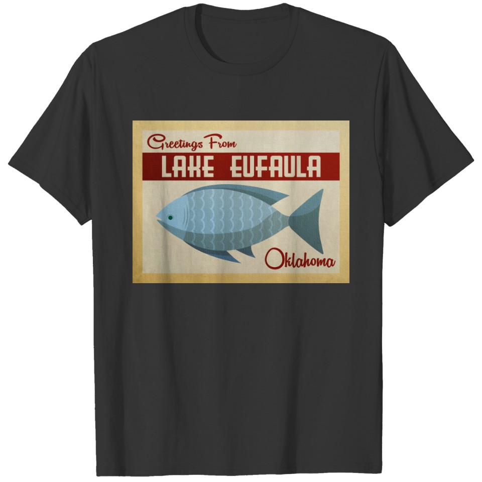 Lake Eufaula Oklahoma Blue Fish Vintage Travel T-shirt