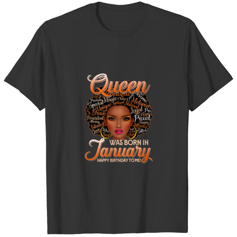 Womens Retro Vintage Queen Was Born In January Bla T-shirt