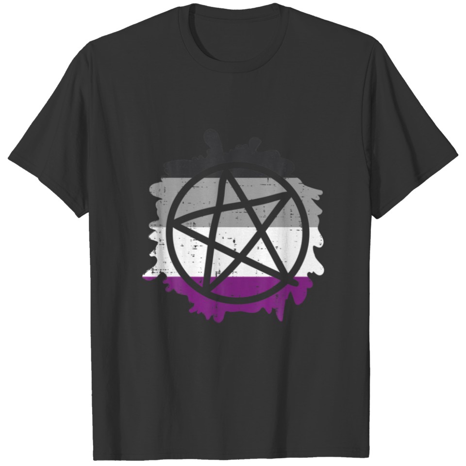 Pentagram Satanic Goth LGBTQ Asexual Flag Ace Prid T-shirt