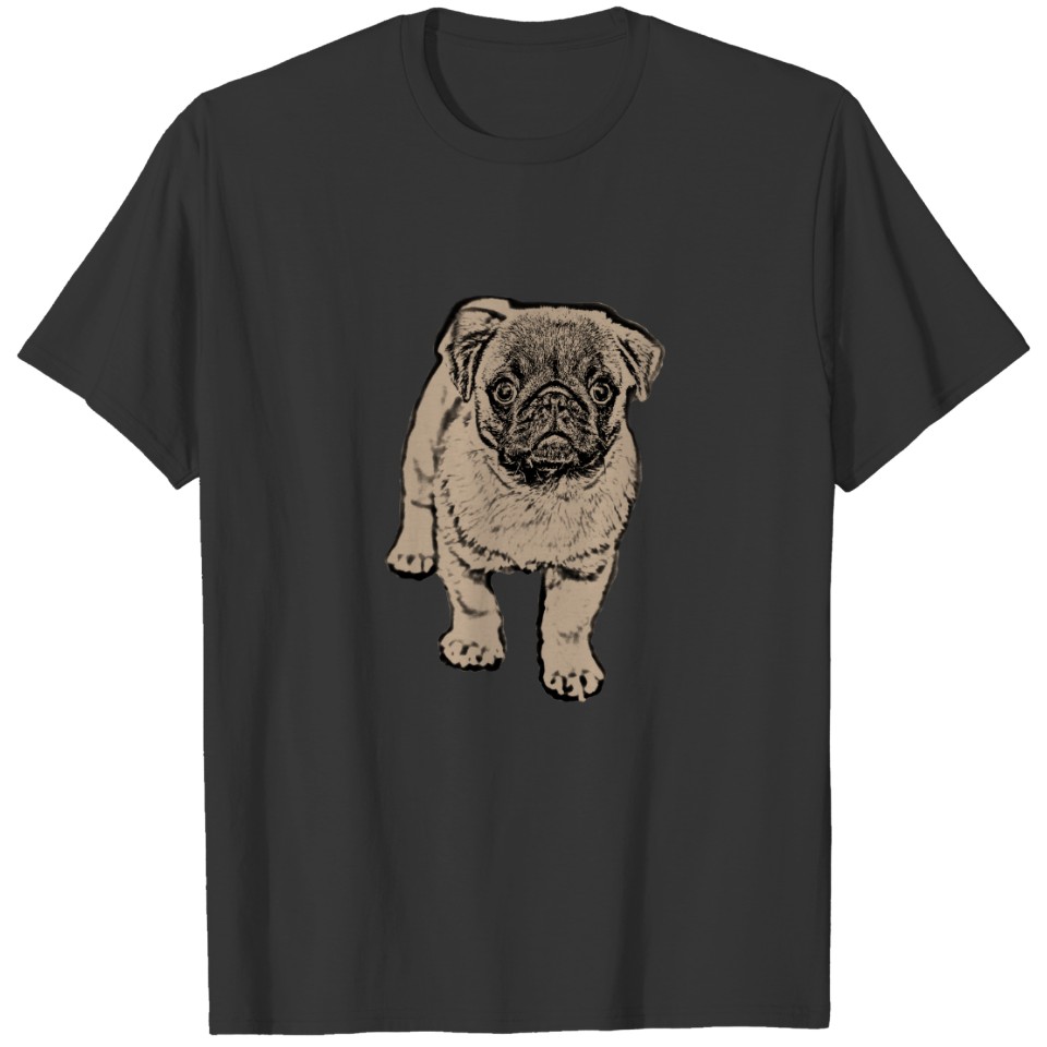 Cute Pug Women's Flowy Pocket  -Gray T-shirt
