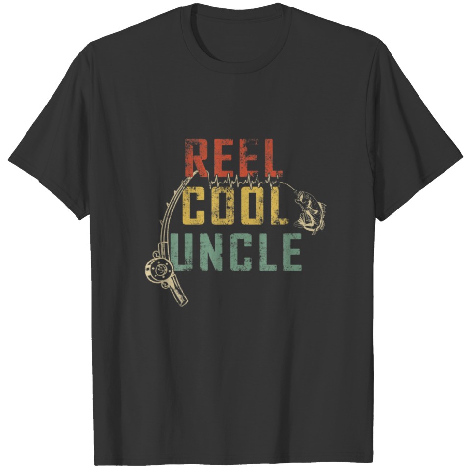 Mens Funny Fathers Day Reel Cool Uncle Fishing Unc T-shirt