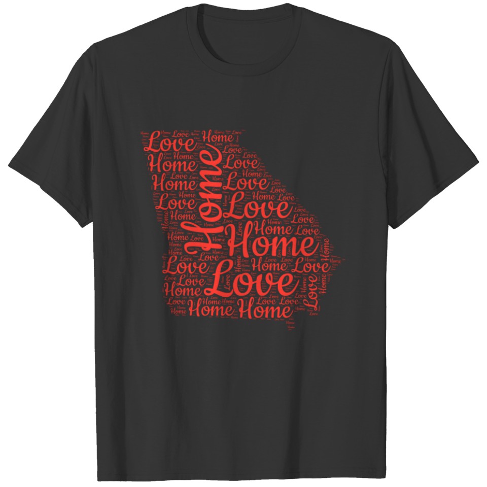 Georgia Home State Map Gift GA Love Word Cloud Pre T-shirt