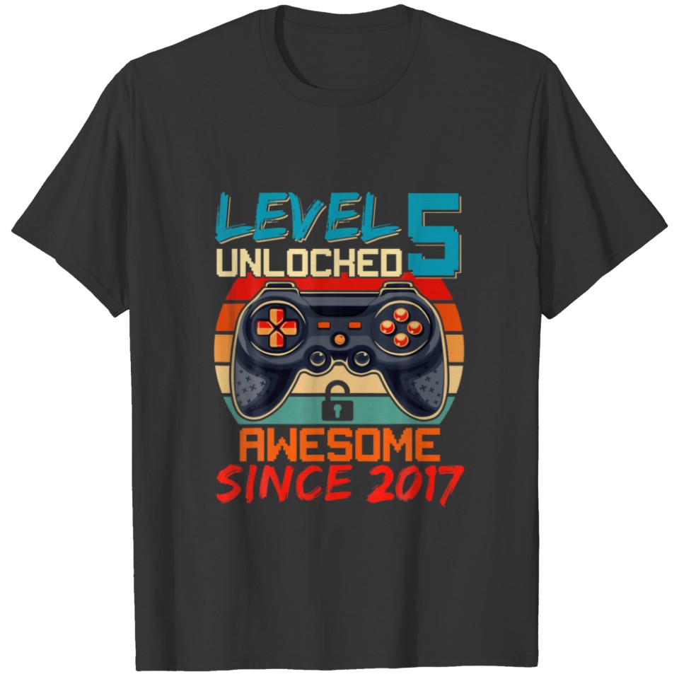 Level 5 Unlocked Vintage Awesome 2017 Video Game 5 T-shirt