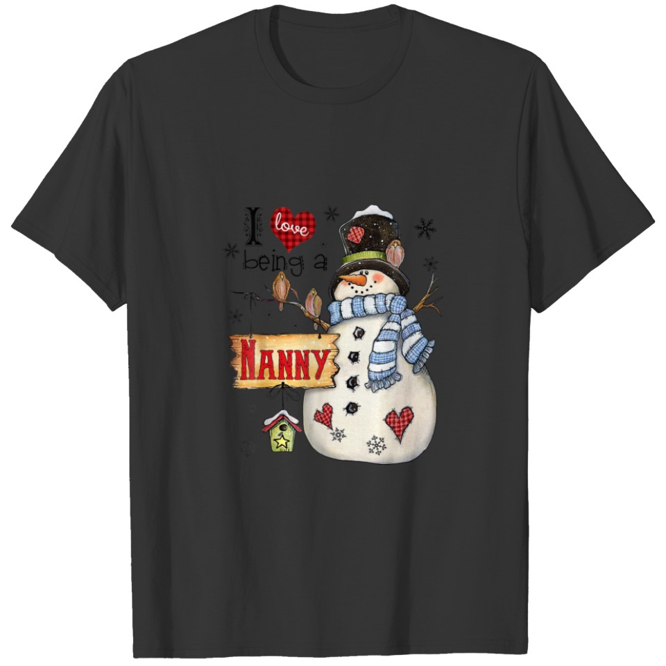 I Love Being A Nona Snowman Funny Family Christmas T-shirt